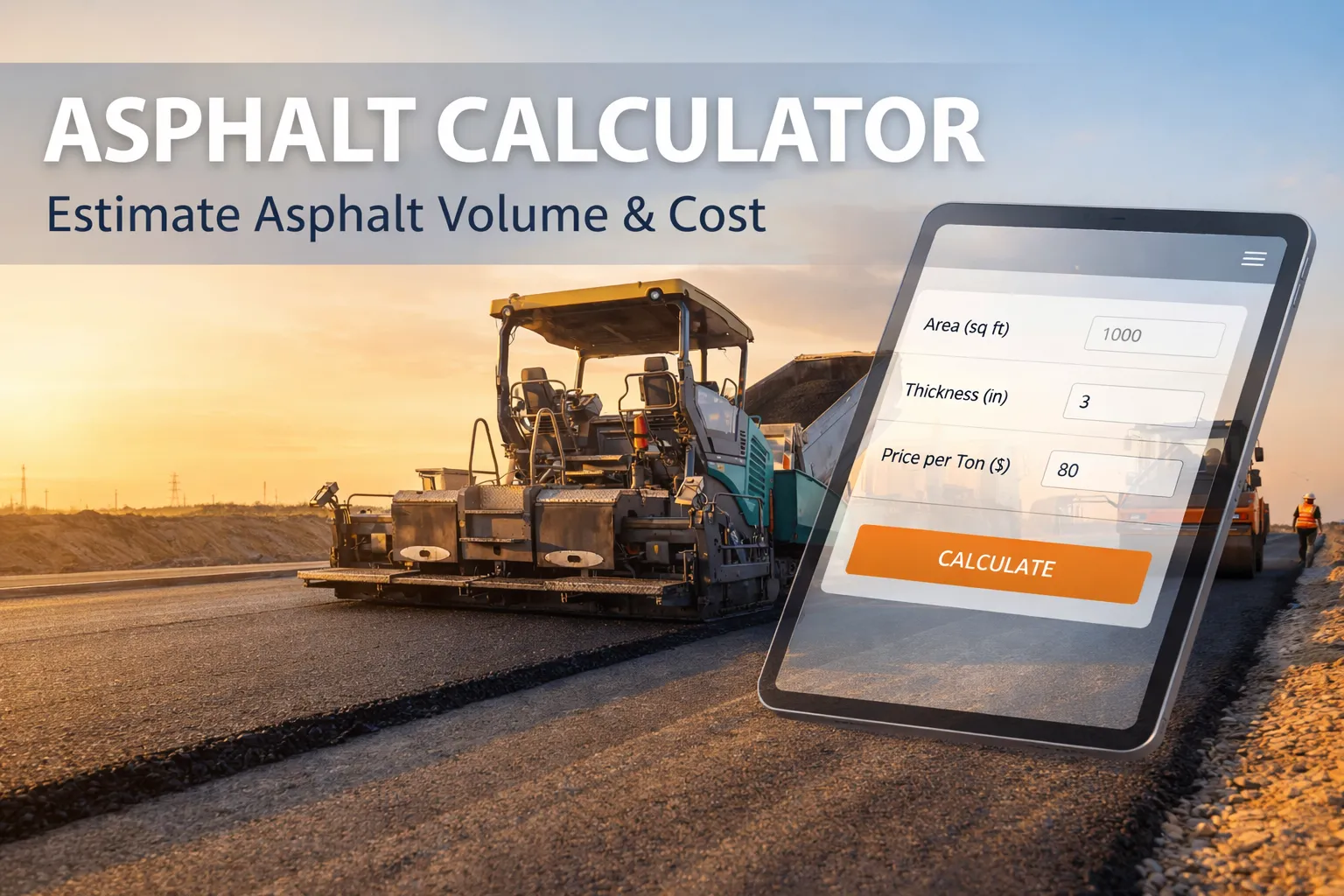 Asphalt Calculator 2026 | Tons & Cost Instantly - Free Online Calculator