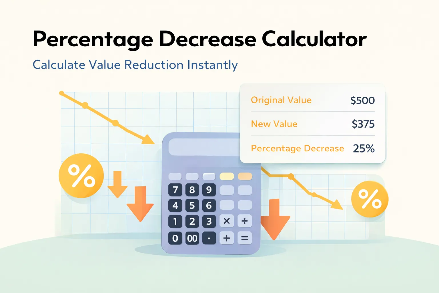 Percentage Decrease Calculator - Calculate percentage decrease instantly with step-by-step explanation