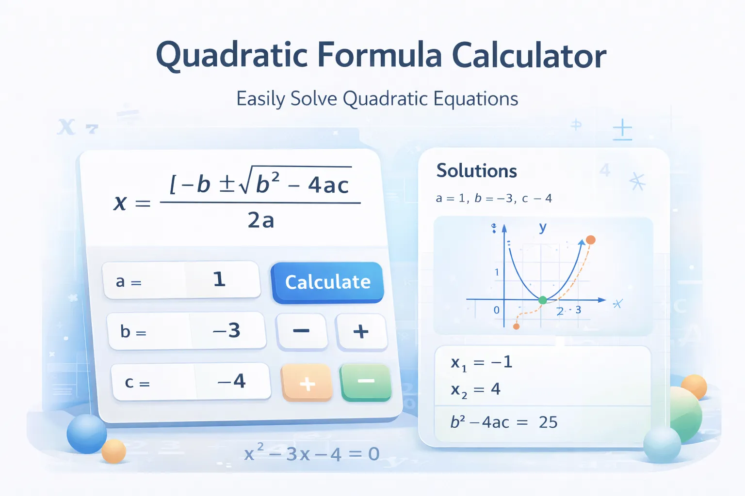 Quadratic Formula Calculator | Solve + Steps Free