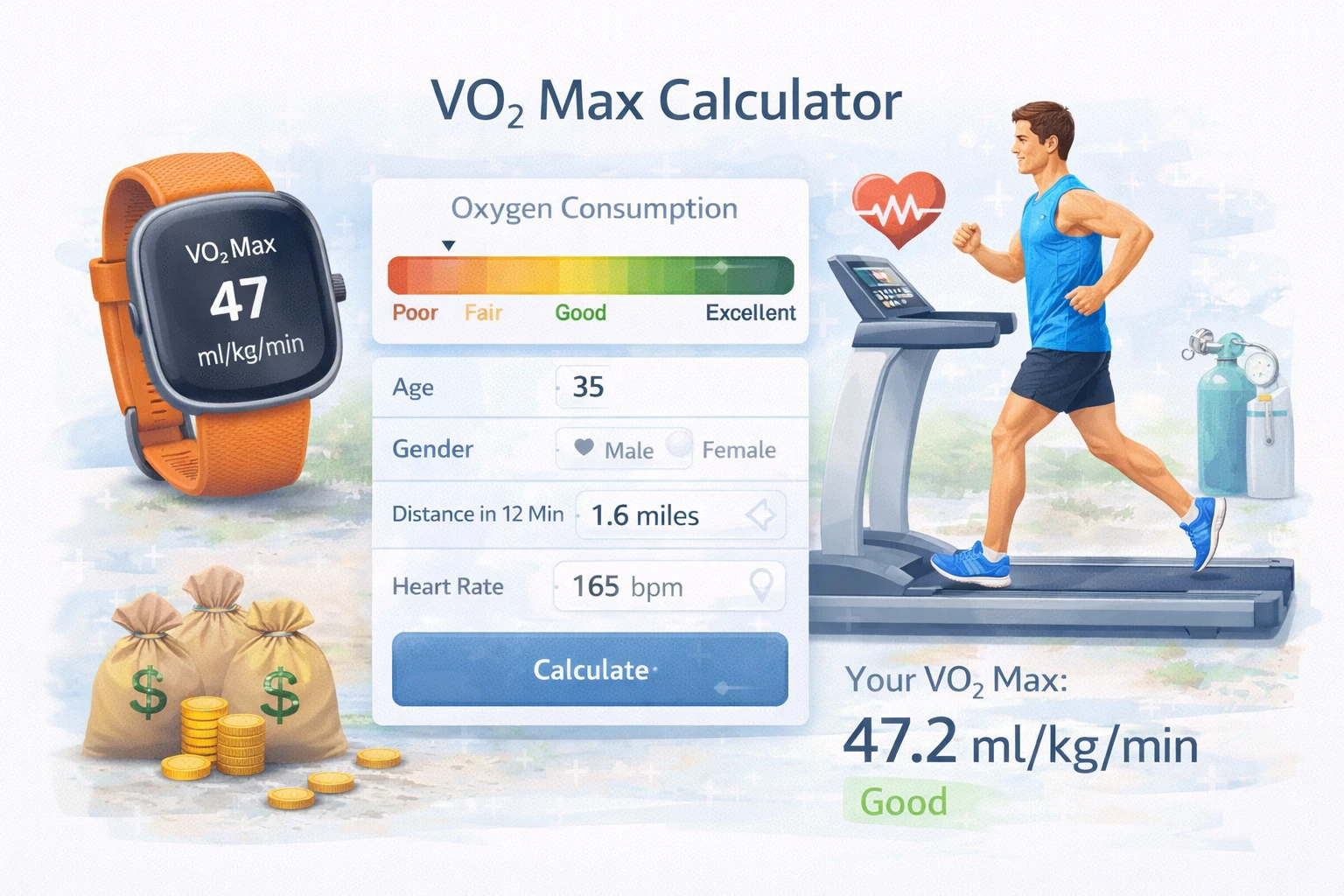 VO2 Max Calculator 2026 | Check Your Fitness Age - Free Online Calculator